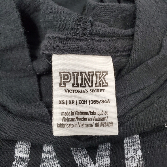 PINK VICTORIA'S SECRET BLACK LIGHTWEIGHT CROPPED HOODIE SWEATSHIRT WOMEN XS - Picture 9 of 13